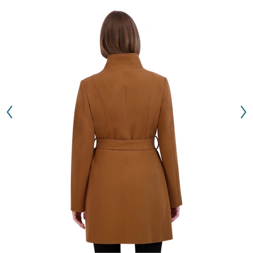 Women's Black Faux Wool Belted Coat - Picture 2 of 7